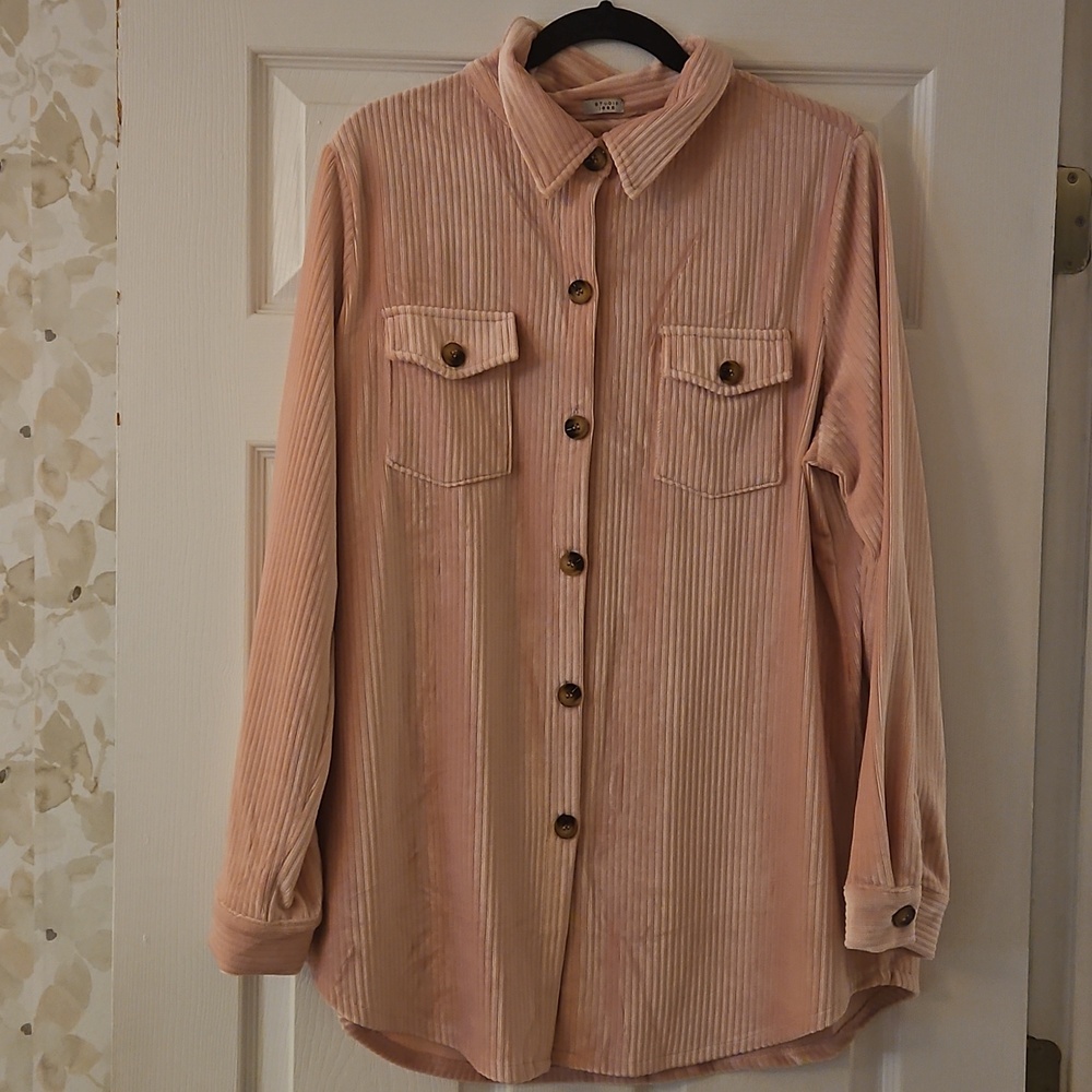Studio 1886 Blush Pink Corduroy Utility Shacket.  Size 16